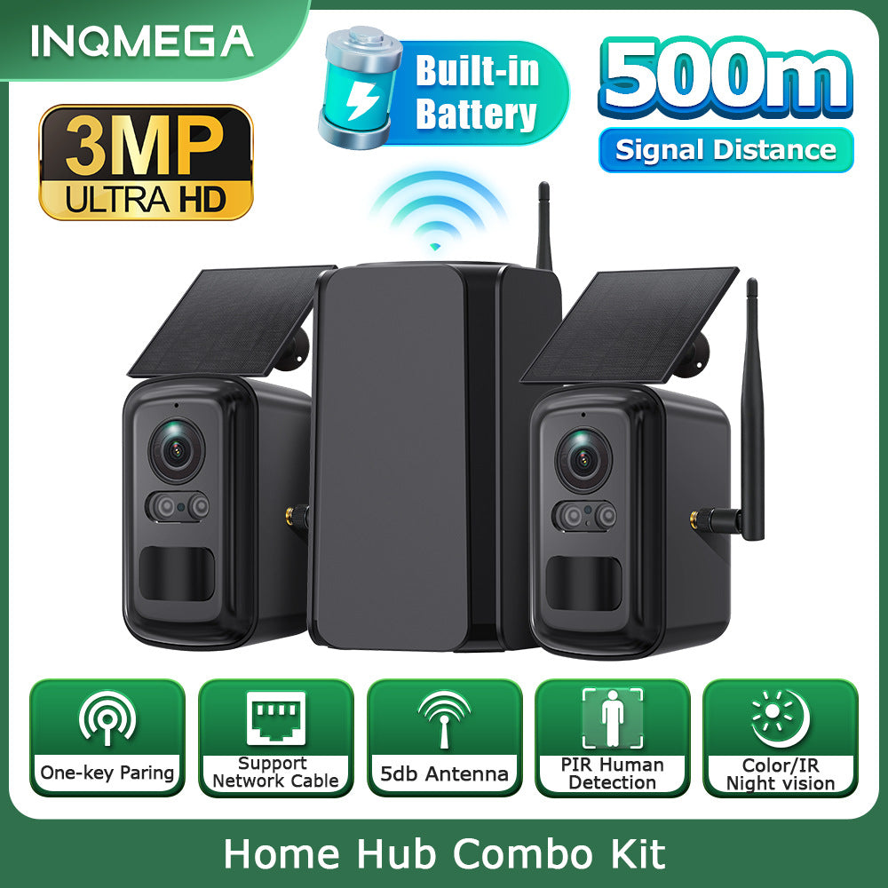 WiFi Base Station Camera Outdoor Solar Camera One-to-Four Home Use WiFi Battery Camera Set