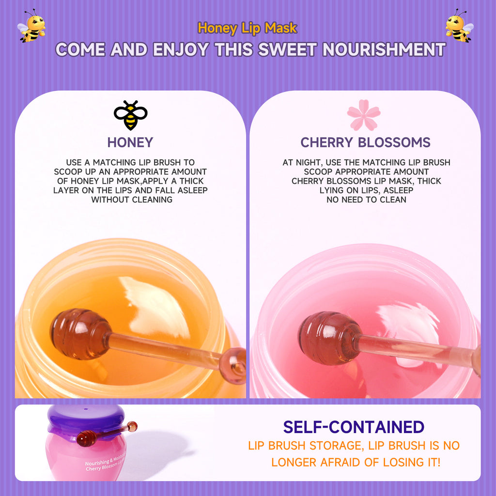 Honey Sakura Autumn and Winter Lightening Lip Lines Moisturizing Lip Balm Scrub Exfoliating Sleeping Lip Mask Set