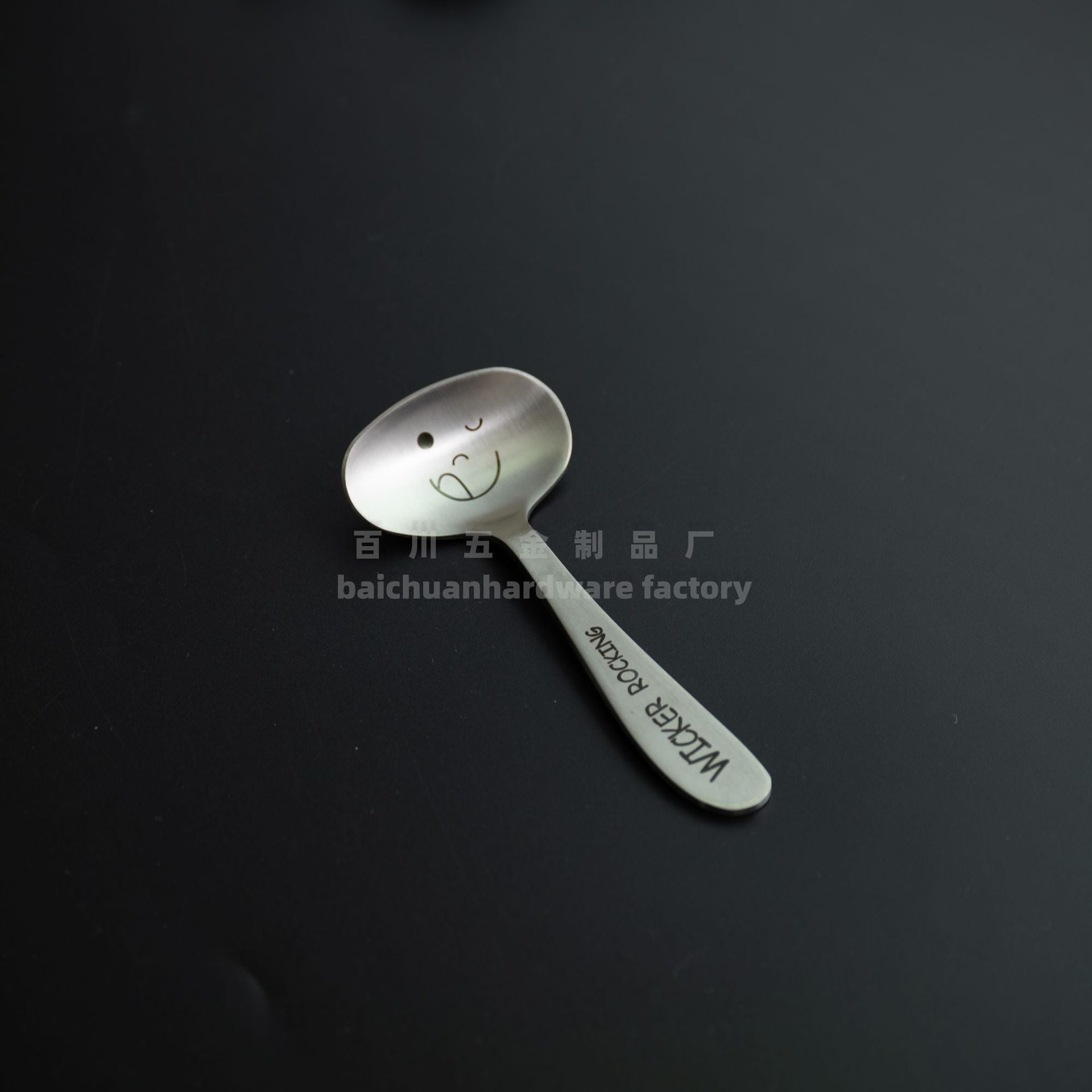 304Stainless Steel Creative Smiley Face Slanted Handle Laser Spoon Chopsticks Fork Student Tableware Full Set Gift Children's Tableware