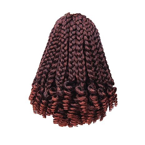 Cross-border African Three-strand Braid Tail Curl Synthetic Fiber Box  Braids Curly Ends Three-strand Braided Top Wrapped Bottom Tube