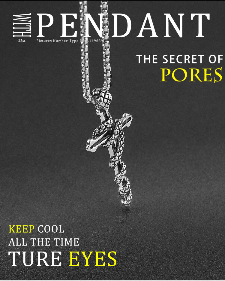 European and American Fashion Personality Exaggerated Zodiac Snake Cross Necklace Pendant Men's Trendy Hip Hop Versatile Hanging Decoration Wholesale