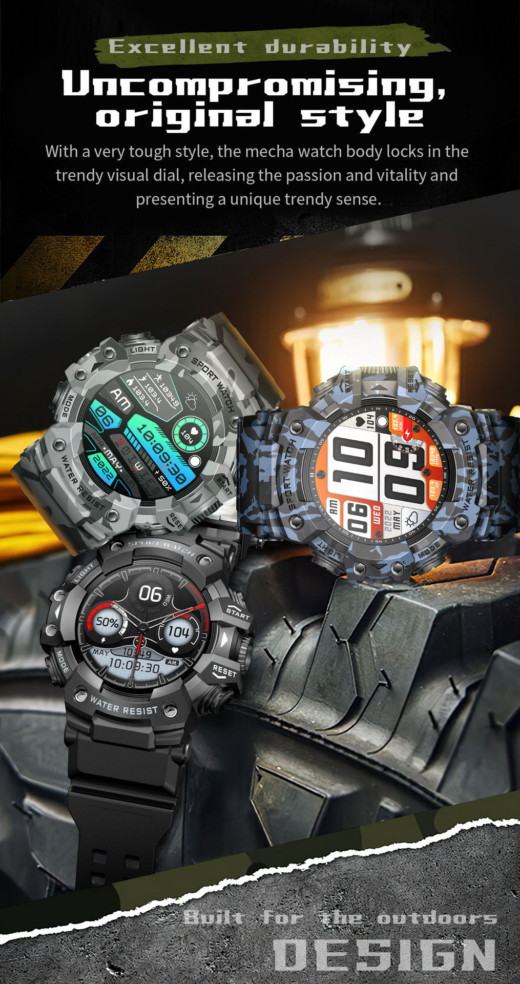 LC21Smart Watch Bluetooth Call True Heart Rate Step Sleep Compass Deep Waterproof Mechanical Style Sports