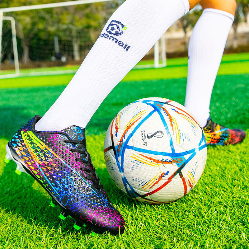 New professional football shoes for men and women AG Long Spike Colorful Multi-Color Youth Student Grass Competition Training Shoes