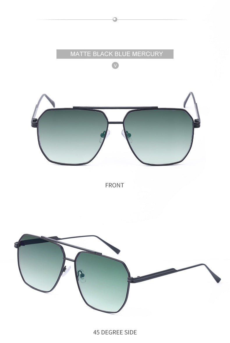 Men's Retro Double Bridge Sunglasses shades Europe and America ins Large Frame Sunglasses for Men Trendy Outdoor Cycling Glasses Wholesale