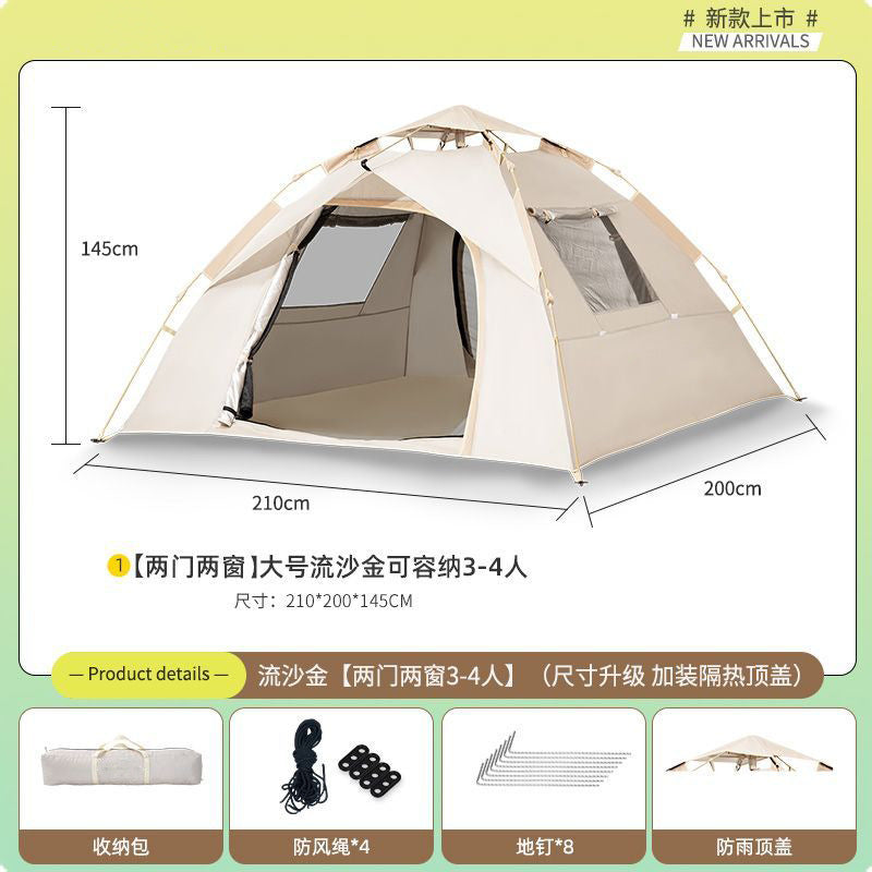 Automatic Outdoor Tent3-4Double2Single Person Household No-Assembly Children's Quick-Open Camping Shelter Sunproof Rainproof