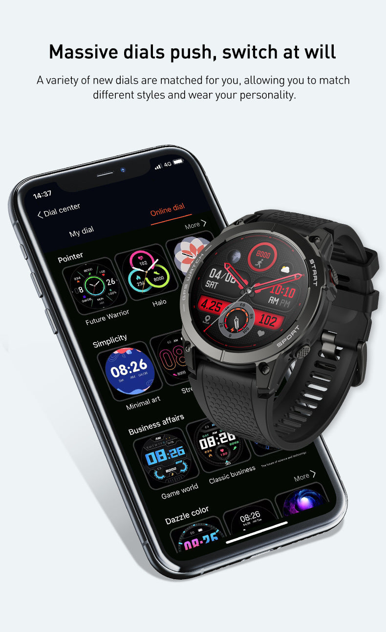 S53Smart Watch1.43inch Bluetooth Call Heart Rate Monitor Pedometer Sleep Monitor GPS Beidou Positioning Three-Proof Sports