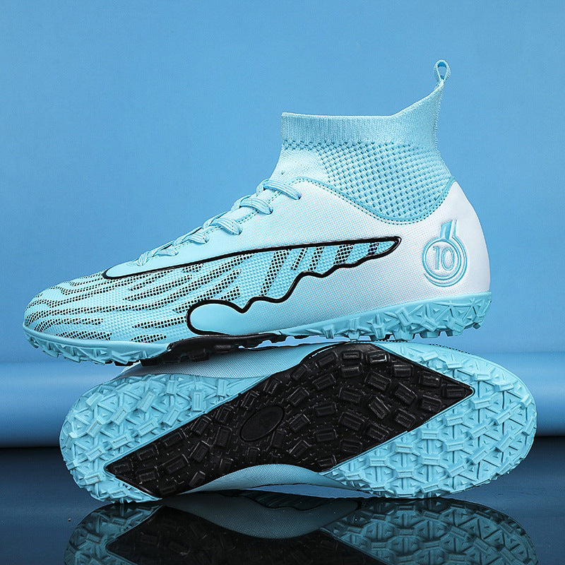 New Professional Football Shoes Boys High Top Youth Students Competition Training AG Long Spike Broken Spike Sneakers