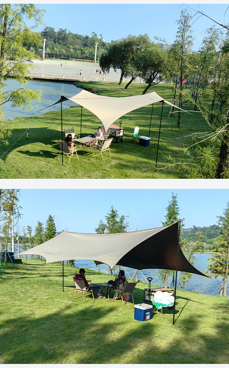 Camping Vinyl Canopy Tent Outdoor Butterfly Large Tarp Camping Gear Rainproof Sunshade Shelter
