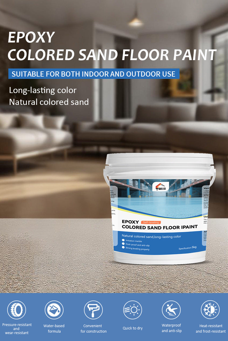 Epoxy Color Sand Self-Leveling Floor Paint Cement Tile Floor Wear-Resistant Non-Slip Imitation Marble Pattern Floor Paint Manufacturer