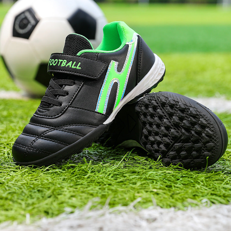 New football shoes for men and women with Velcro for children TF Broken Nail Style Youth Student Grassland Flat Training Shoes