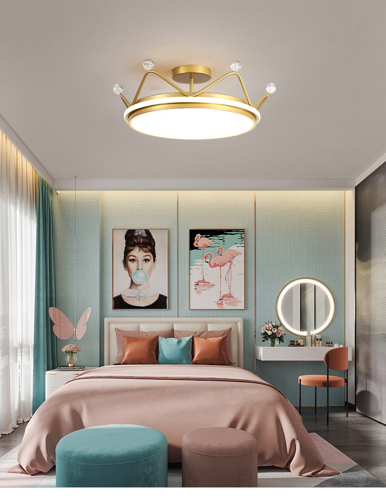 Children's Room Crown Ceiling Lamp led Room Bedroom Lamp Iron Art Boys Girls Energy-saving Eye Protection Cartoon Lamp Wholesale