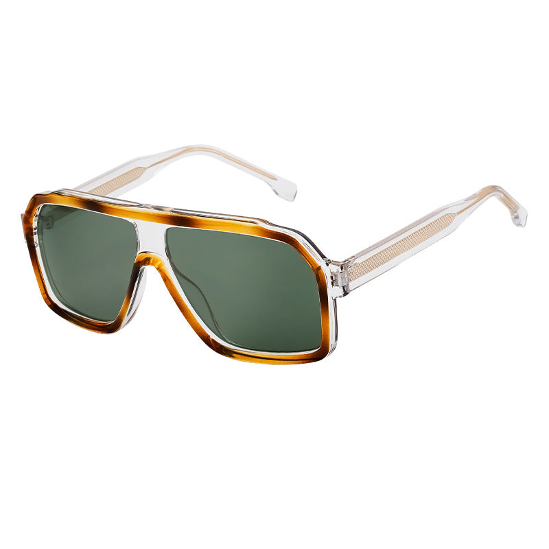 European and American Fashion Square Frame Sunglasses for Men Driving Special Propionic Acid Insert Pin Temple Sunglasses Men's Glasses shades