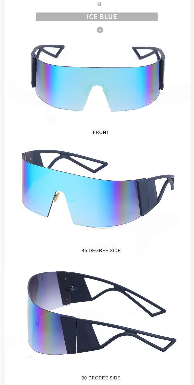 Outdoor Sports Cycling Glasses for Women, Colorful Integrated Windproof Sunglasses, Trendy European and American Style, Large Frame Sunshade and Sun Protection Sunglasses