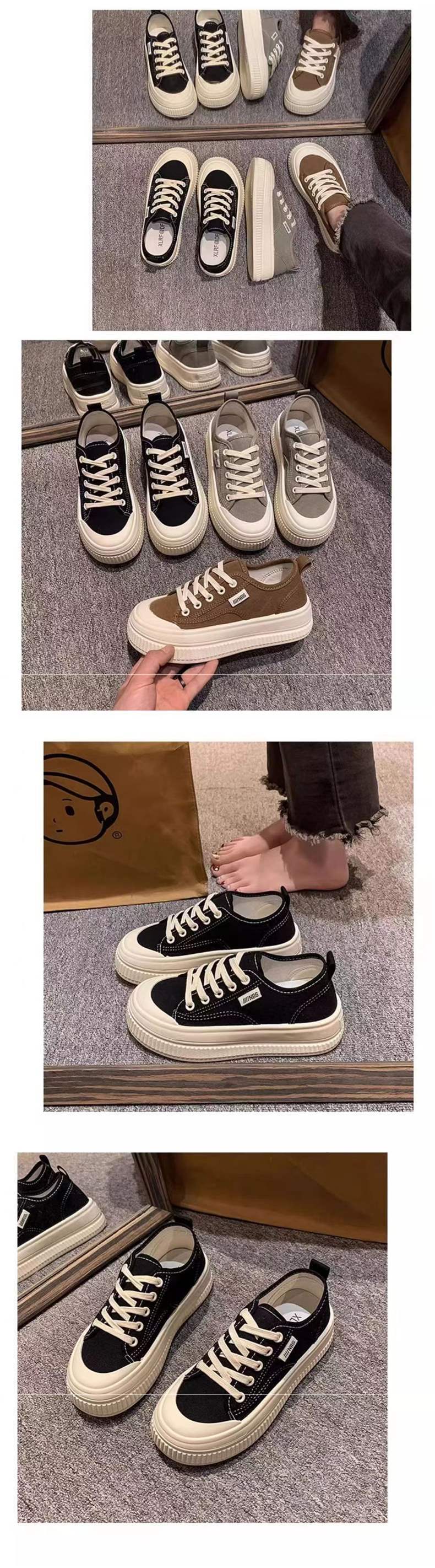Yuechen Thick-Soled Canvas Shoes for Women, Versatile Breathable White Sneakers2025Spring and summer niche casual sneakers