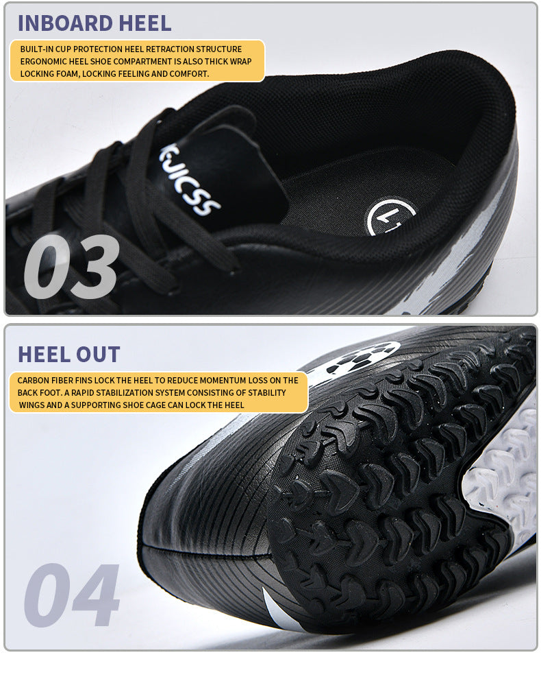 Gold-Plated Sole Men's Football Shoes with Studded Spikes AG Long Spike Shoes for Older Children, Middle and High School Students, Adults, Competition Training Sports Shoes