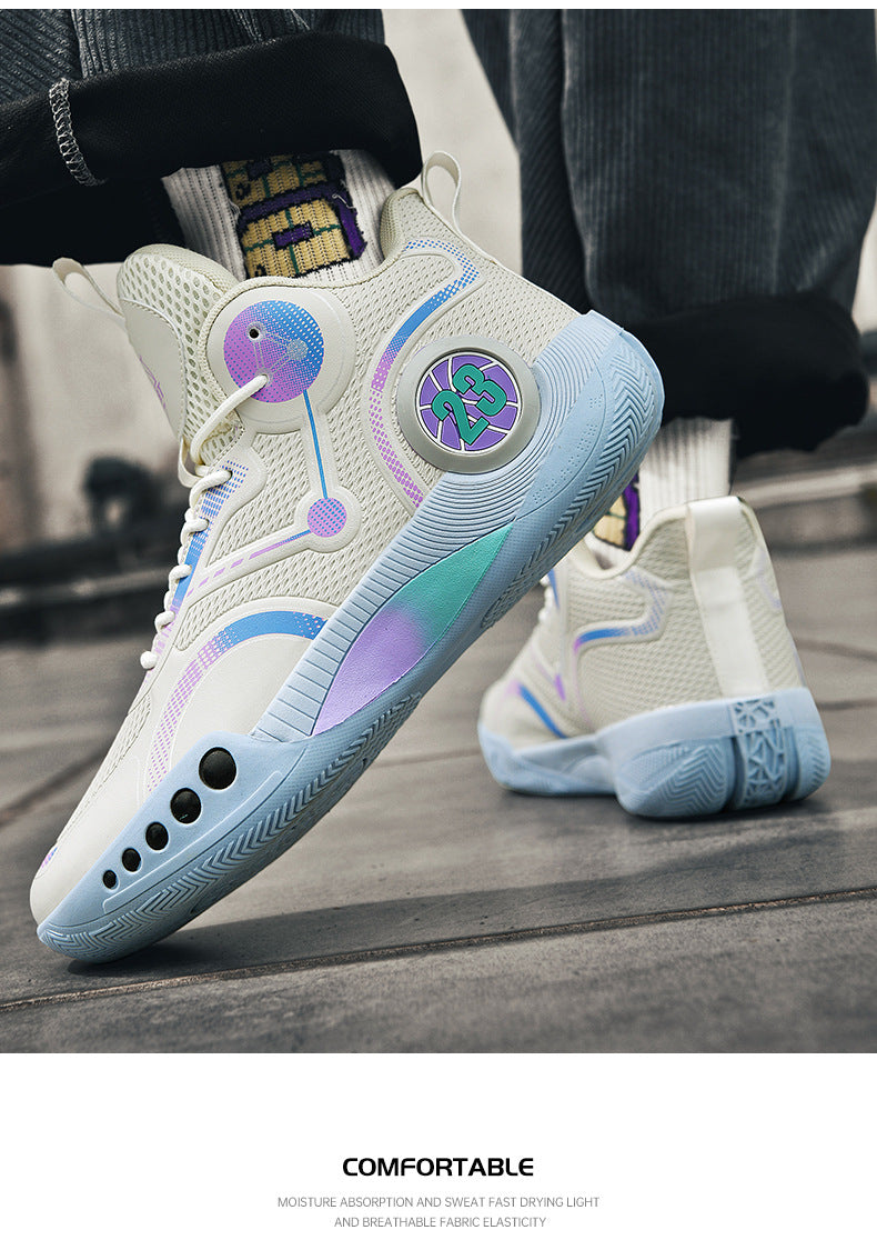 Spring Festival New Couple Casual Basketball Shoes Fashion Combat Boots Wear-resistant Shock-absorbing Campus Student Training Competition Sneakers