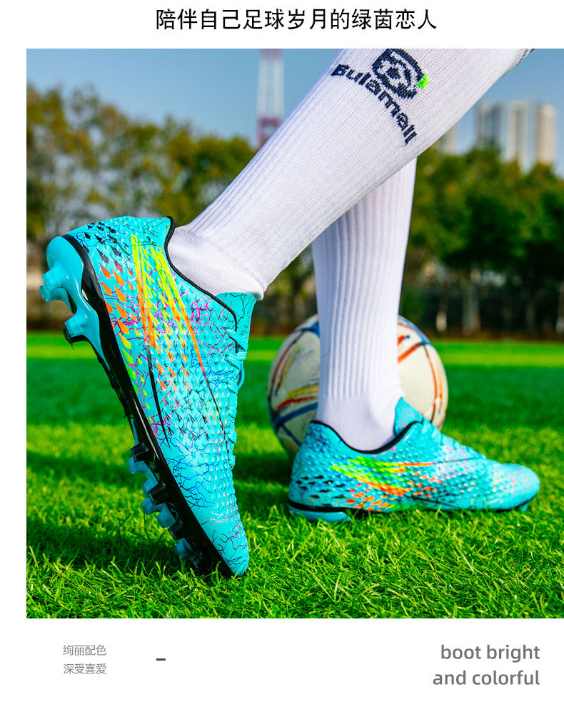 New professional football shoes for men and women AG Long Spike Colorful Multi-Color Youth Student Grass Competition Training Shoes