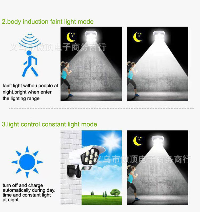 Solar Anti-Theft Light Simulation Surveillance Fake Camera Sensor Wall Light LED Garden Light Waterproof Garden Light Street Lamp