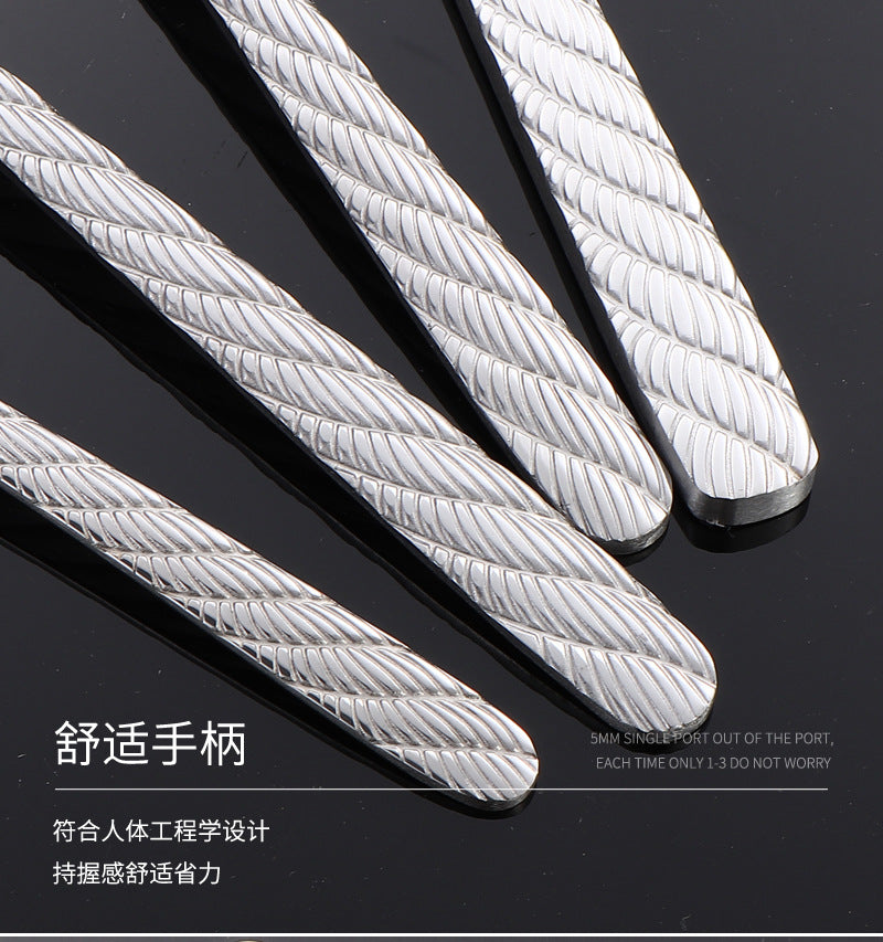 410Stainless Steel Tableware Hotel Restaurant Hemp Rope Pattern Knife Fork Spoon24Set of Western Steak Knives and Forks