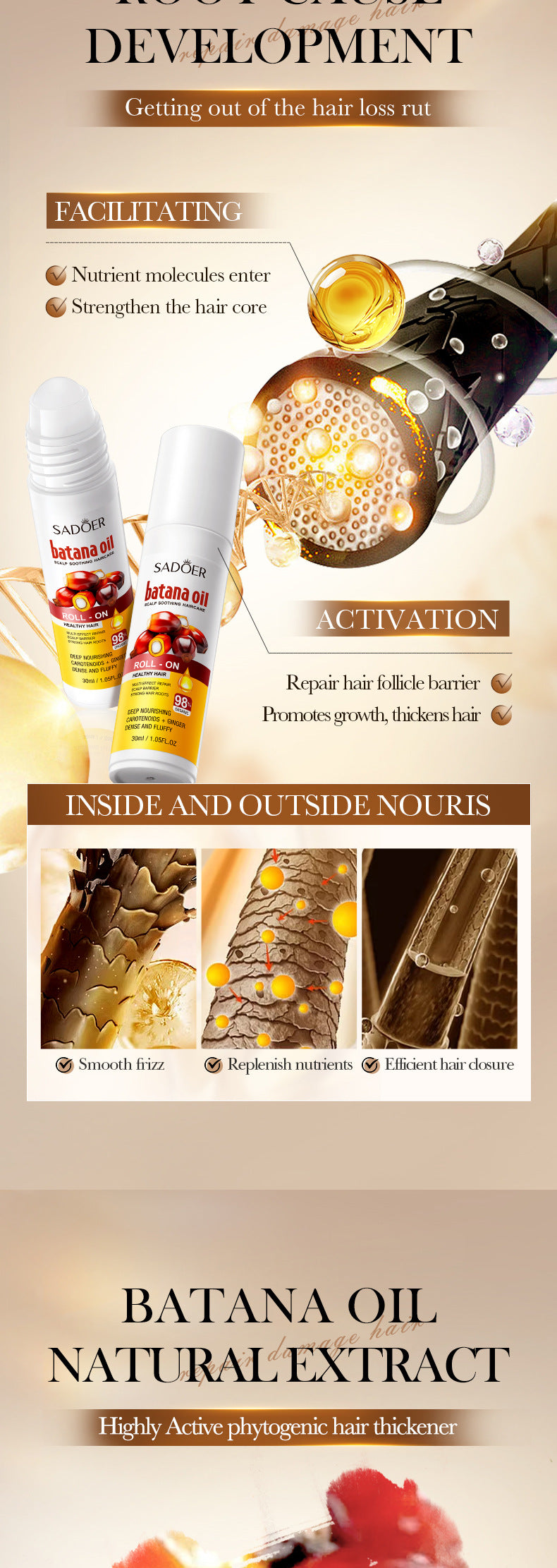 Batahana Scalp Soothing Conditioner SADOER Moisturizing and Nutritious Hair Care Roll-on Cross-Border Wholesale