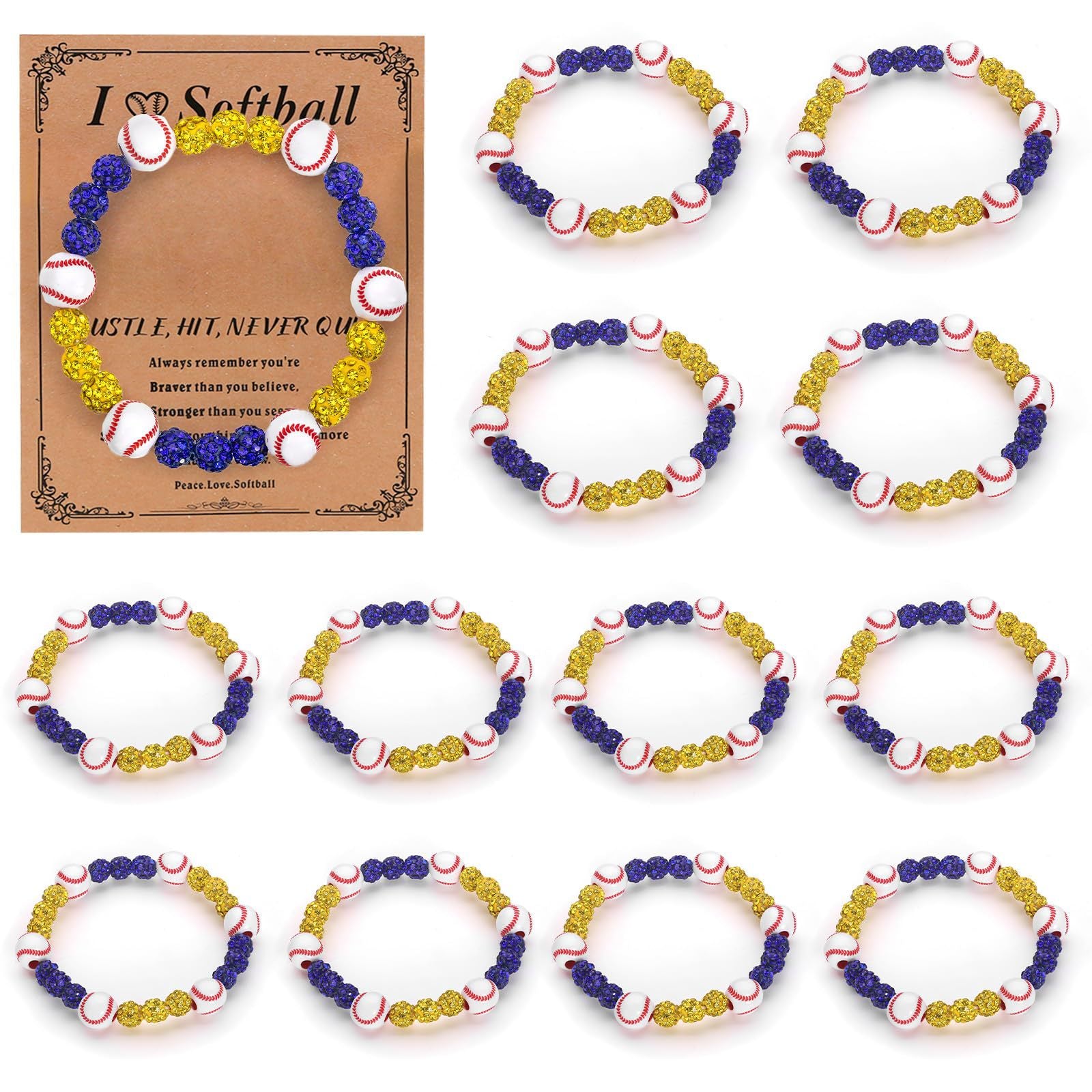 Clay Drill Ball Bracelet Shamballa Drill Ball Elastic Bracelet Sports Fan Gift Bracelet Red Stripe Baseball Bracelet