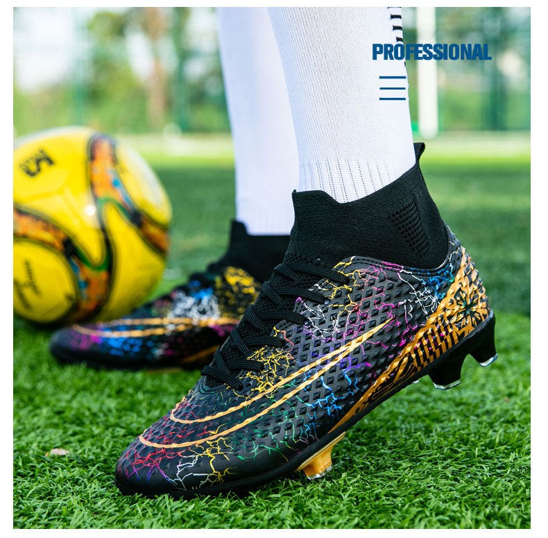 New high-top soccer shoes for men and women AG Spike TF Broken Nail Youth Student Grassland Competition Training Shoes