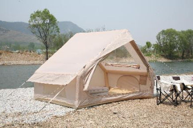 6.3㎡Inflatable Tent Outdoor Camping Oxford Cloth Light Luxury Family Camping Small House Camp Tent3-4People