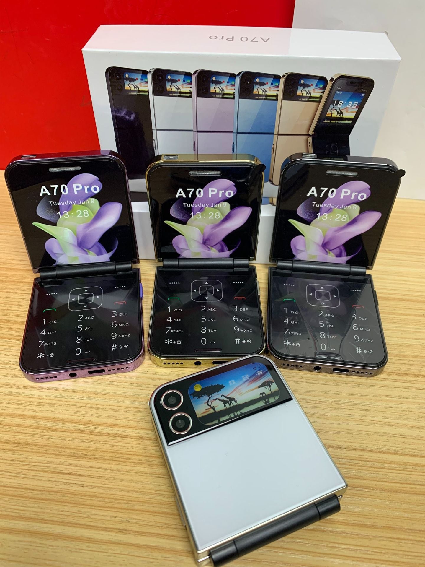 A70pro Flip Phone Mini Feature Phone Foldable Phone with Buttons2G Foreign Language Multi-Language