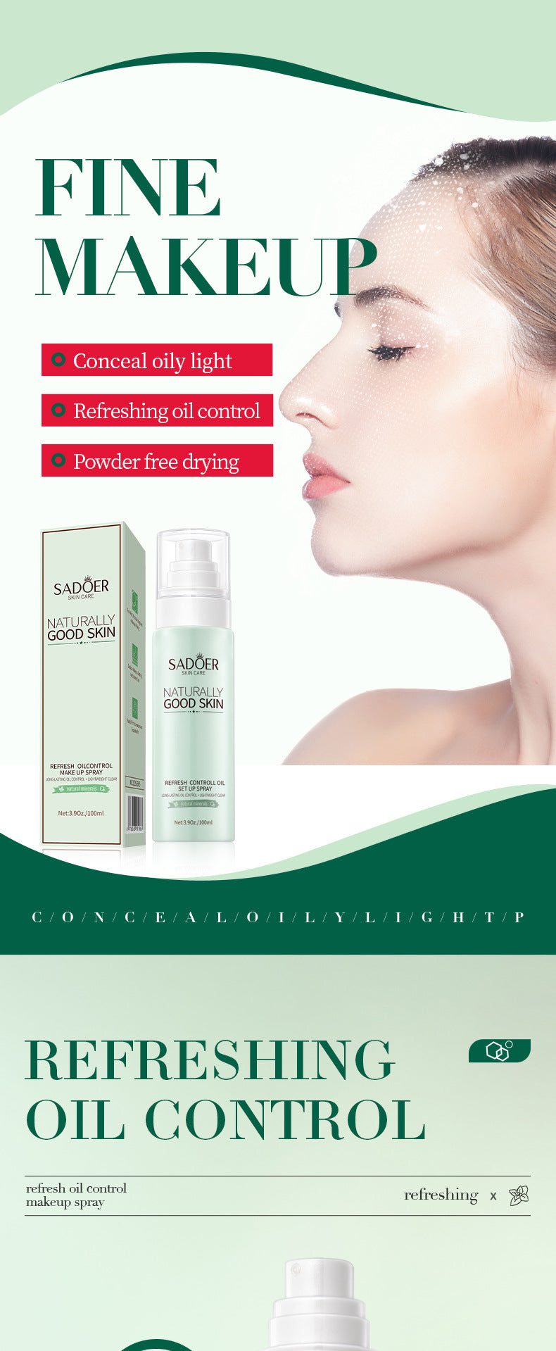 Makeup SADOER Makeup Setting Spray Clear and Refreshing Makeup Setting Moisturizing Spray Cross-Border Foreign Trade Wholesale