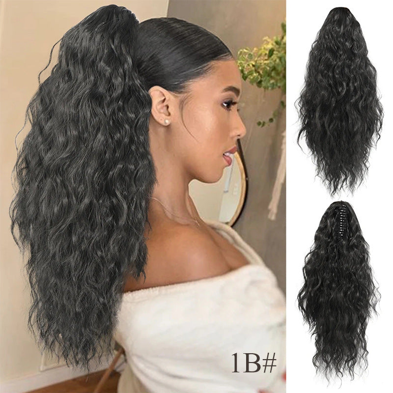Cross-border Claw Clip Water Ripple Ponytail45cm120g European and American Women's Curly Hair Synthetic Wig Ponytail