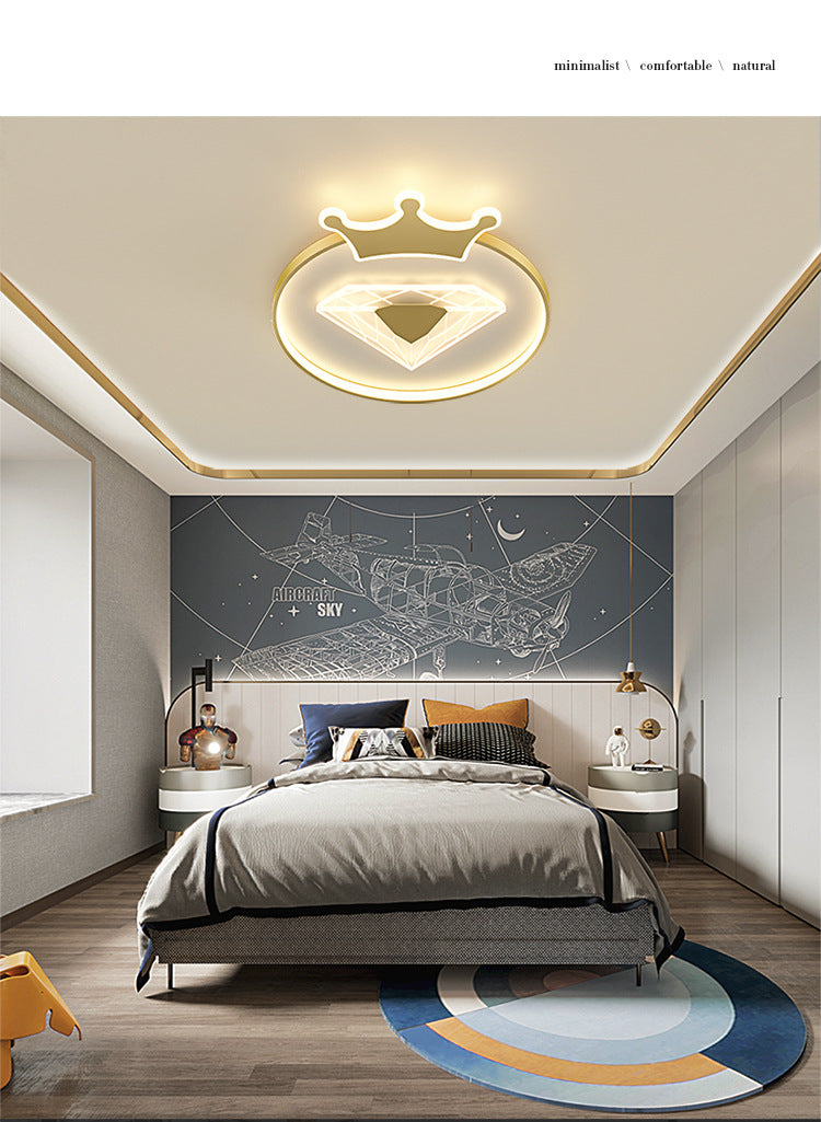 Children's Room Crown Ceiling Lamp led Room Bedroom Lamp Iron Art Boys Girls Energy-saving Eye Protection Cartoon Lamp Wholesale
