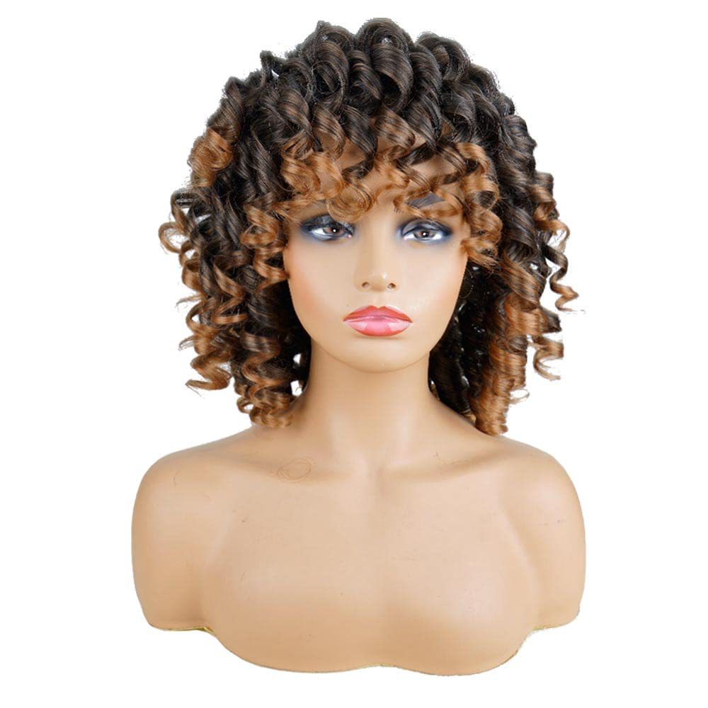 12inch loose Curly Wig for Women, Synthetic Hair Wig, Large Curly Wig for Women