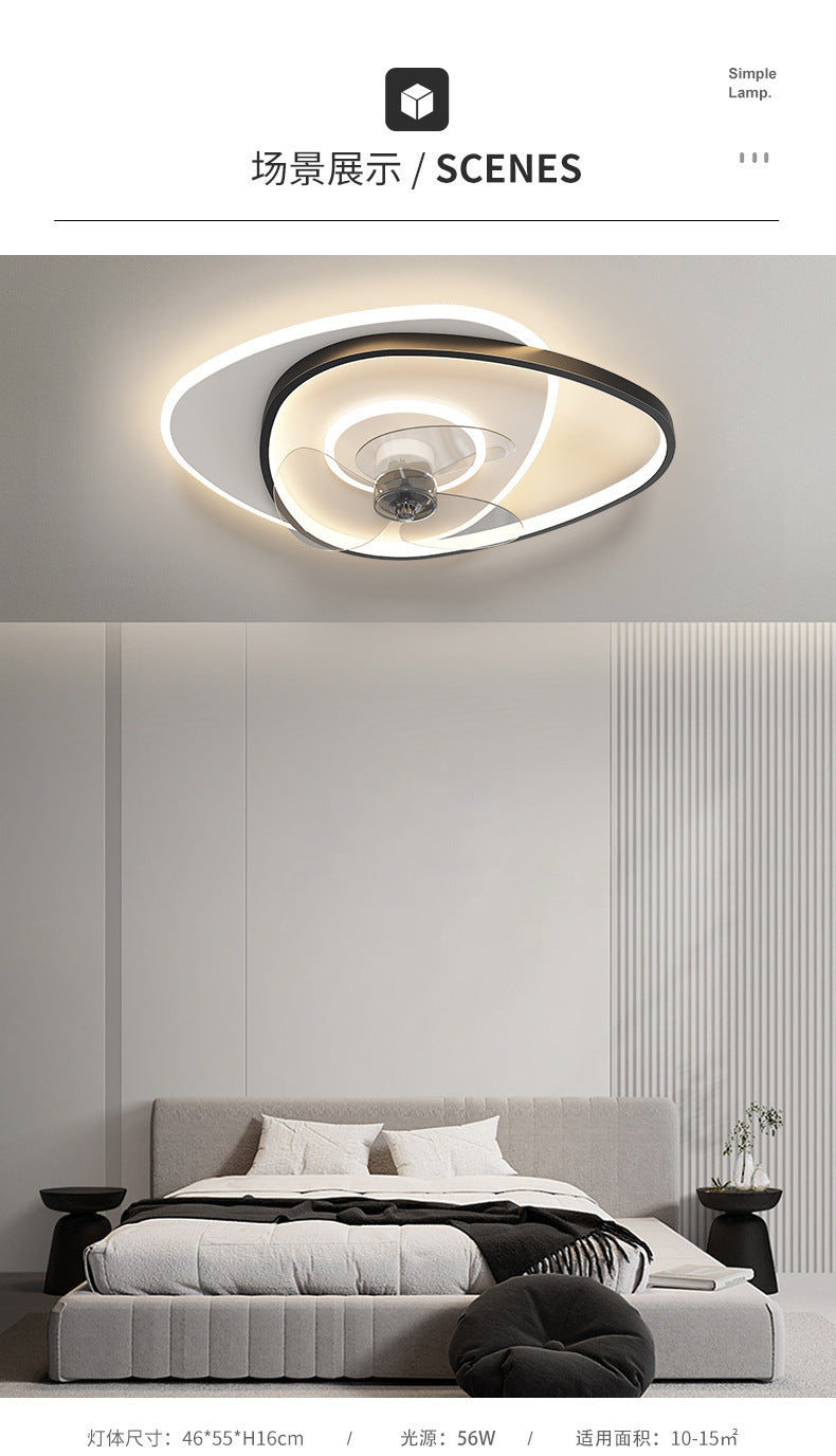 Modern Minimalist Bedroom Shaking Head Fan Light Integrated Children's Room Ceiling Light Silent Living Room Dining Room Zhongshan Lighting