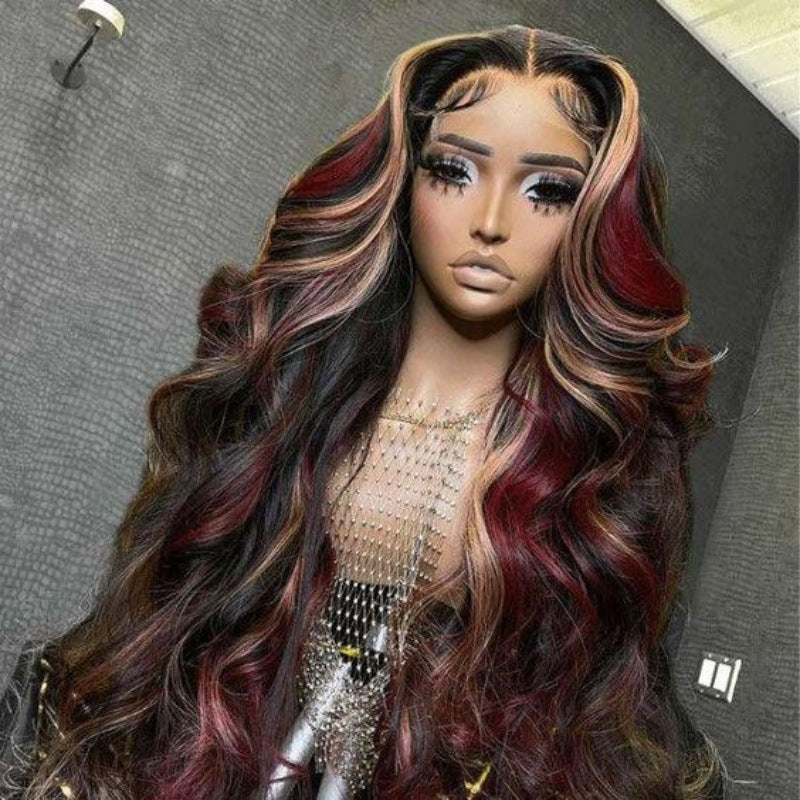 Highlight Wig Red Black 13X4 Synthetic Lace Front Wigs