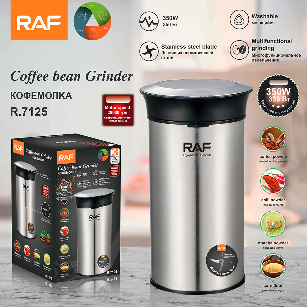 RAF European Standard Electric Coffee Grinder Dry Grinder Lightweight Household Grinding Cup Portable Coffee Bean Grinder