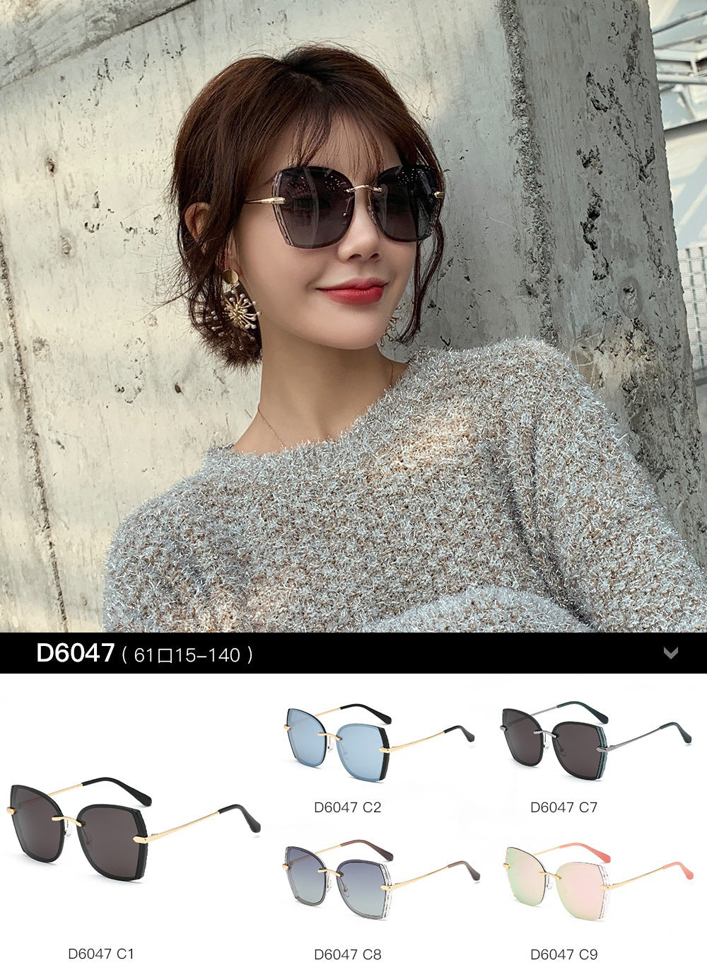 Polarized Driving Anti-Glare Sunglasses for Women Fashionable Internet Celebrity Style Frameless Sunglasses Trendy Korean Version Sunglasses