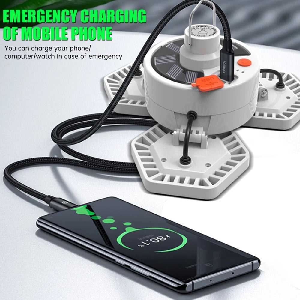 Outdoor LED Tent Light Camping Light with Remote Control Three-Leaf Bulb Emergency Light for Home Power Outage