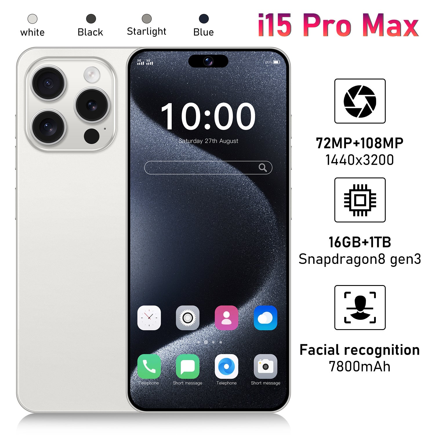i15Pro Max In-stock New Android Smartphone16+1T Low Price(Popular)
