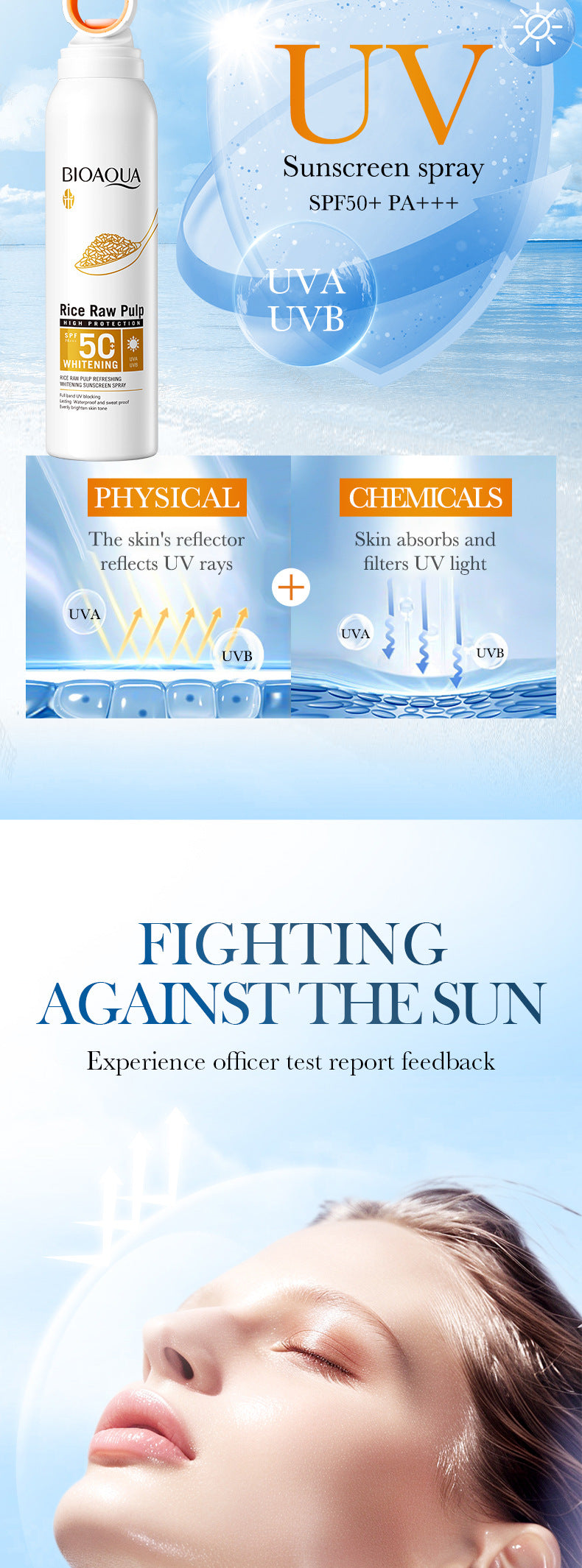 Cross-border Sunscreen Spray Product SPF50+ Anti-UV Sunscreen Export Manufacturer Wholesale