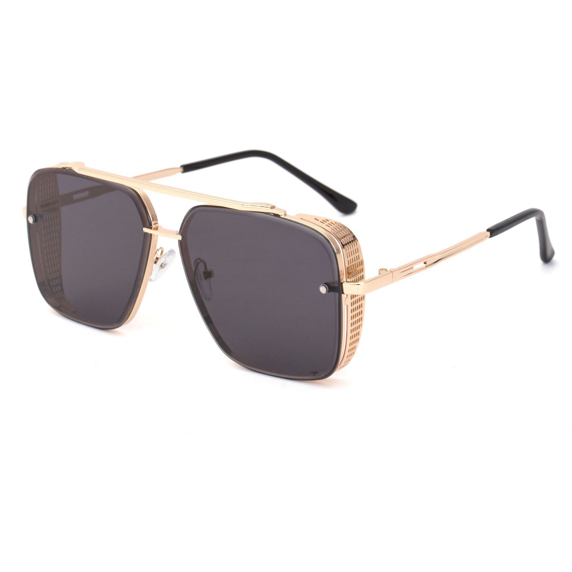 Steampunk Style Hollow Square Frame Double Bridge Sunglasses for Men Steampunk Sunglasses for Women European and American sunglasses