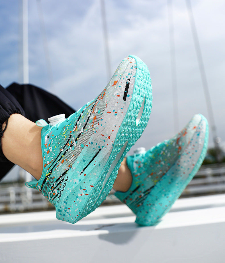 Youth Fashion Luminous Camouflage Running Shoes for Men and Women New Casual Shoes Carbon Plate Real Soft Sole Rotating Buckle Sports Shoes