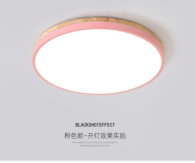 Nordic Solid Wood Macaron Ceiling Light led Round Iron Art Bedroom Lamp Living Room Lamp Home Decor