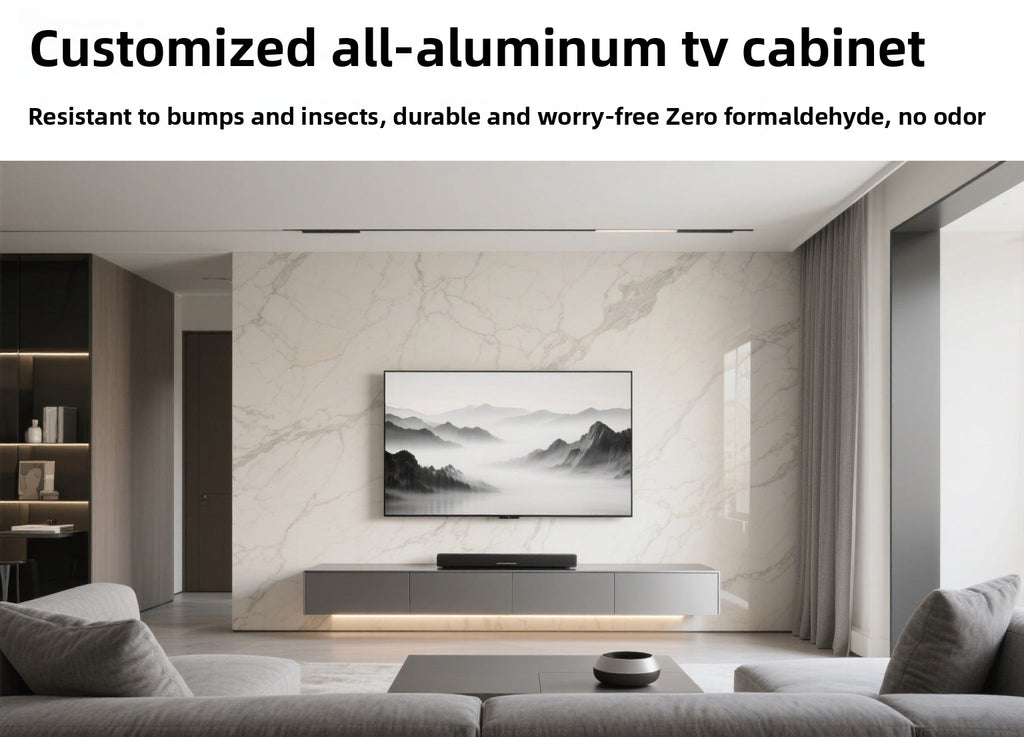 Custom Aluminum Alloy TV Cabinet Combination Wall Cabinet Modern Simple Storage Bookcase Wine Cabinet Integrated Wall-Mounted Living Room