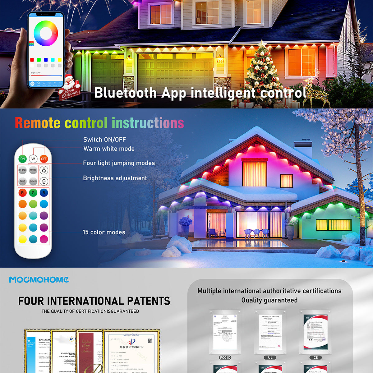 RGB Eaves Light Bluetooth Eaves Light String LED Eaves Lamp Outdoor Waterproof Eaves Lamp Room Eaves Lamp Symphony Eaves Lamp