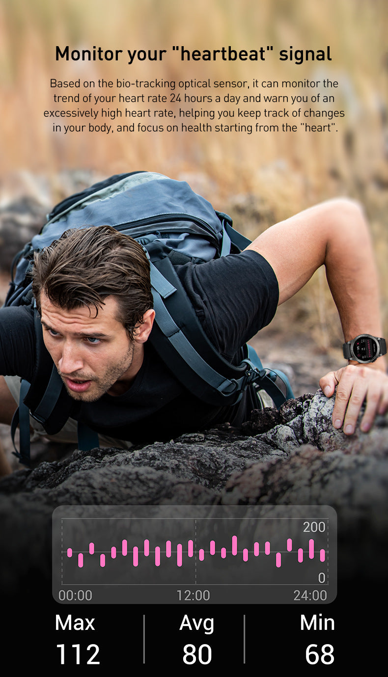 S53Smart Watch1.43inch Bluetooth Call Heart Rate Monitor Pedometer Sleep Monitor GPS Beidou Positioning Three-Proof Sports