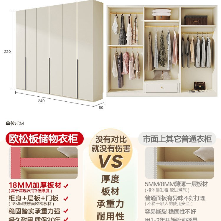 Custom Wardrobe One-Door to Ceiling Combination Home Bedroom Furniture Simple Modern European Pine Board Storage Closet