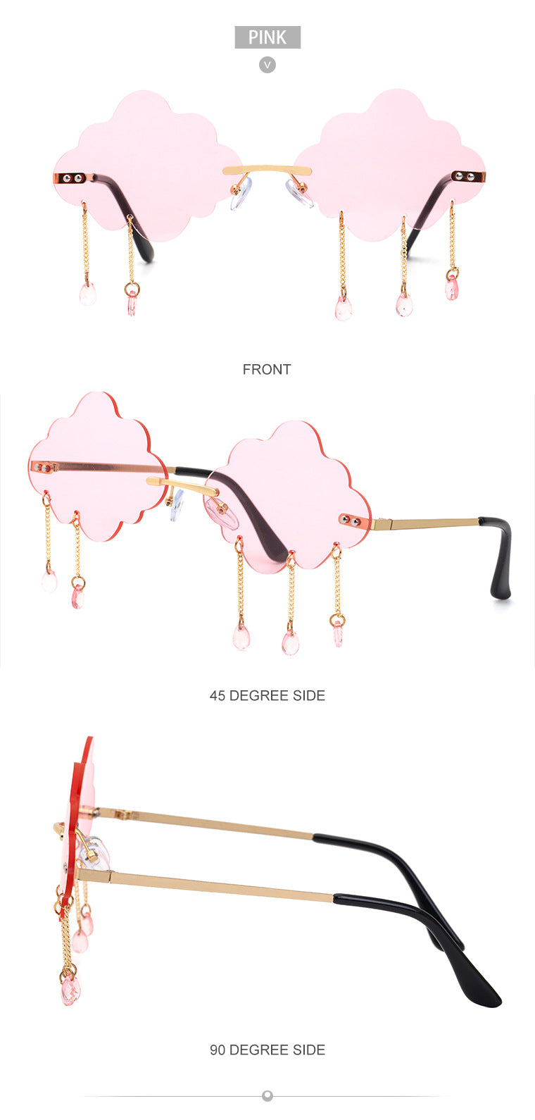 New Sunglasses for Women with Pendant Cloud Design, Trendy Personality Party Funny Ocean Film Prom Sunglasses