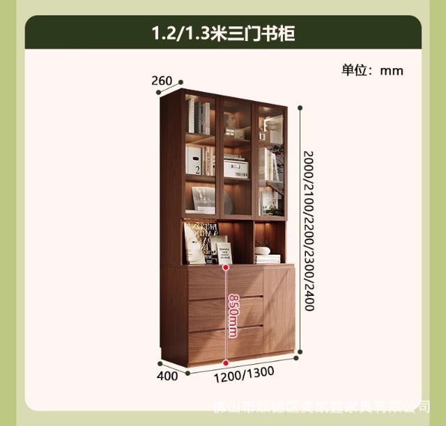 ENF Grade Oak Bookshelf Bookcase Floor-standing Storage Rack Living Room Wall-mounted Integrated Bookcase Storage Cabinet Organizer
