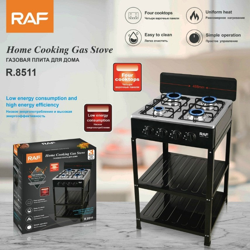 RAF Hot Sale Gas Four-Burner Stove Panel Household Low Energy Liquefied Gas Tabletop Flameout Protection Glass Rotating Flame