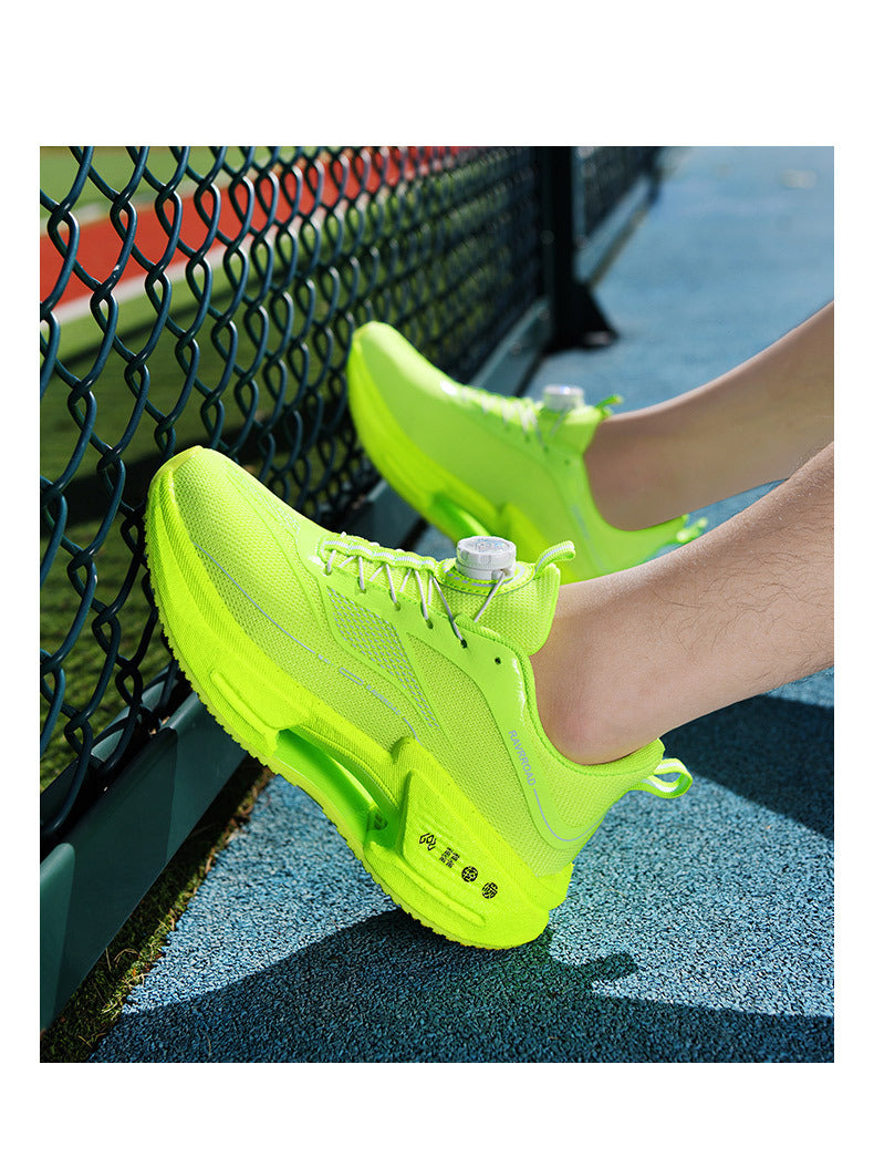 2025Men's and Women's Shock Absorption Breathable Non-Slip Sports Shoes Hollow Popcorn Carbon Plate Soft Sole Running Shoes Breathable Shock Absorption